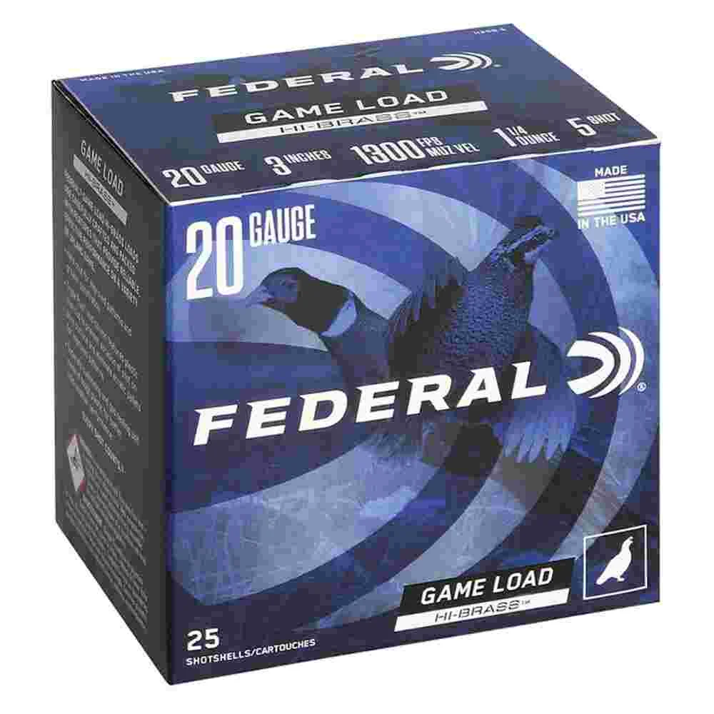 FEDERAL GAME-SHOK HI-BRASS LEAD SS 20GA 3" 3DR 1 1/4OZ 5 AMMO 25RD